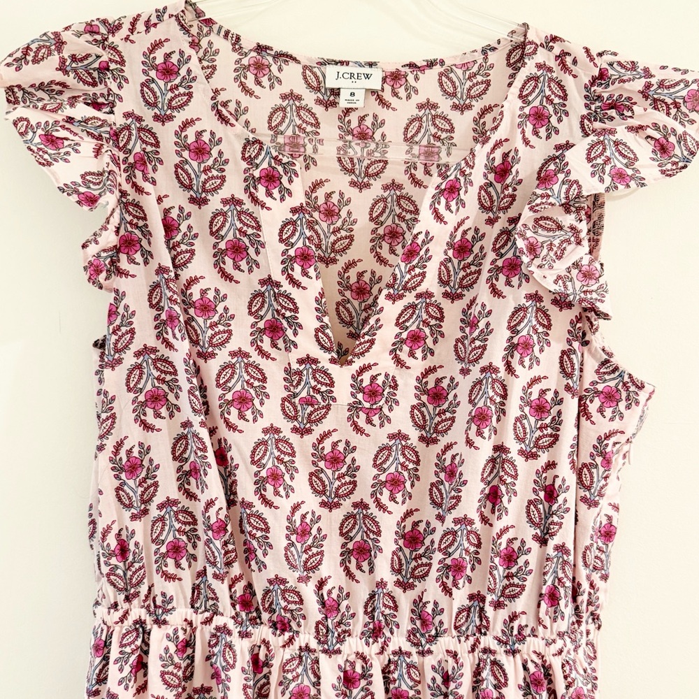 J. Crew Ruffle-Sleeve Floral Print Midi Dress - Picture 3 of 11